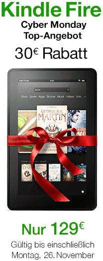 Kindle Fire Cyber Monday Rabatt 2012