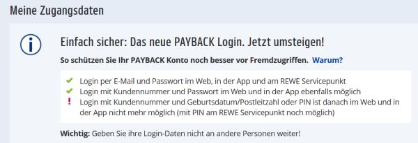 Sicherheit der Payback Zugangsdaten erhöhen