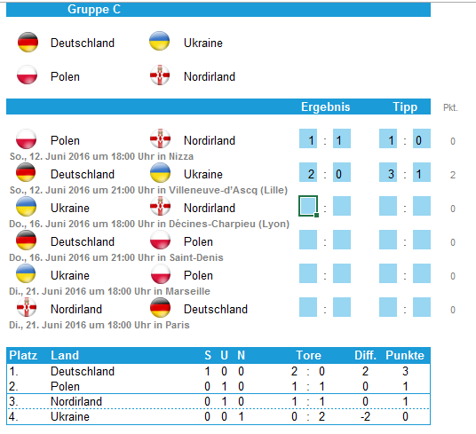 Excel EM Tippspiel