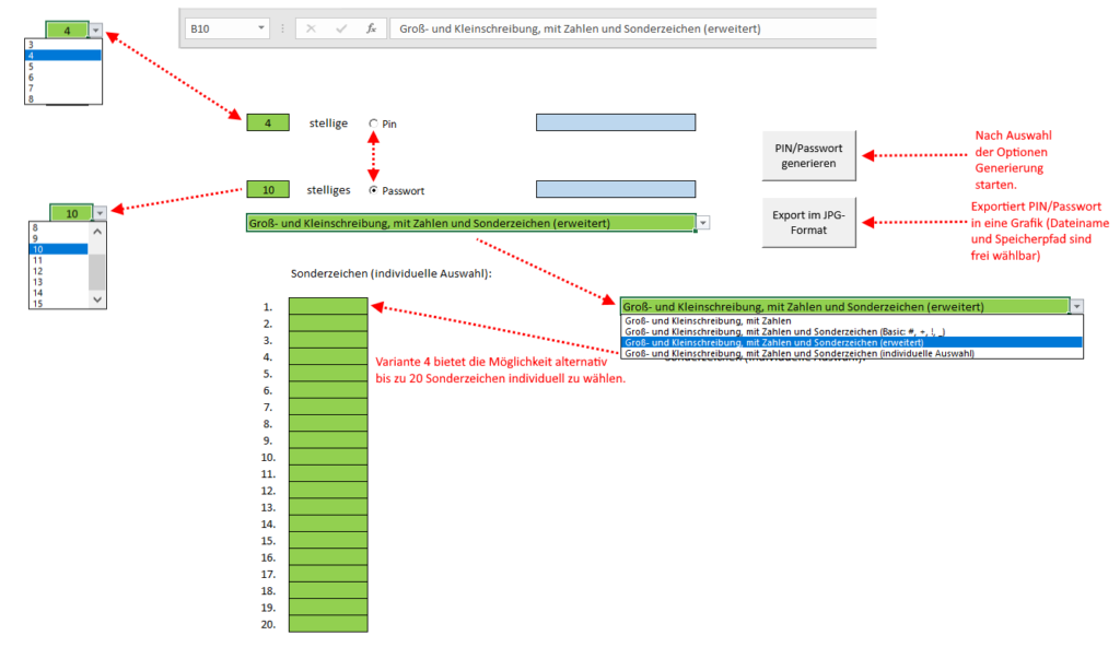 Excel Passwort Generator